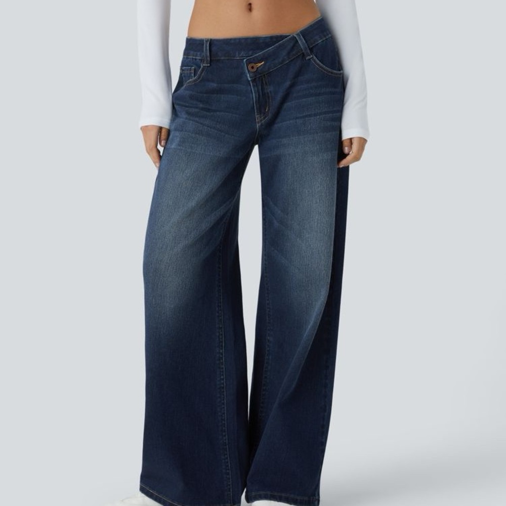 Halara Flex Women's Wide-Leg Blue Jeans SZ SMALL REGULAR